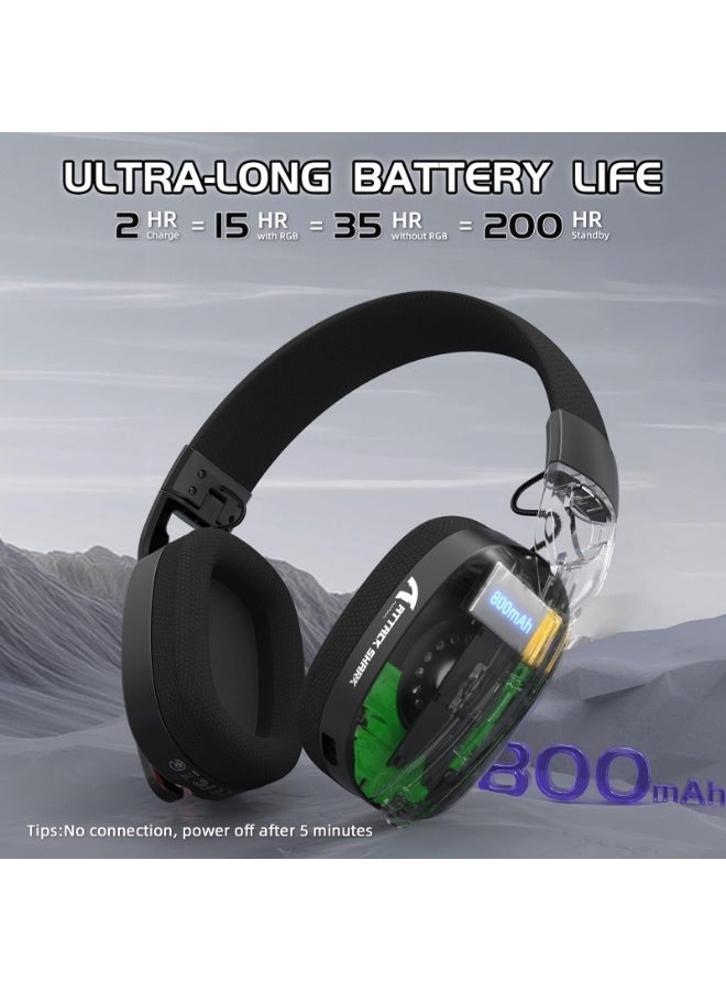 Attack Shark L90 RGB Wireless Gaming Headset for PS4/PS5/PC/Xbox,2.4Ghz Bluetooth Gaming Headphone with Mic,Lightweight,Foldable,Customize via Software - Black - Image 4